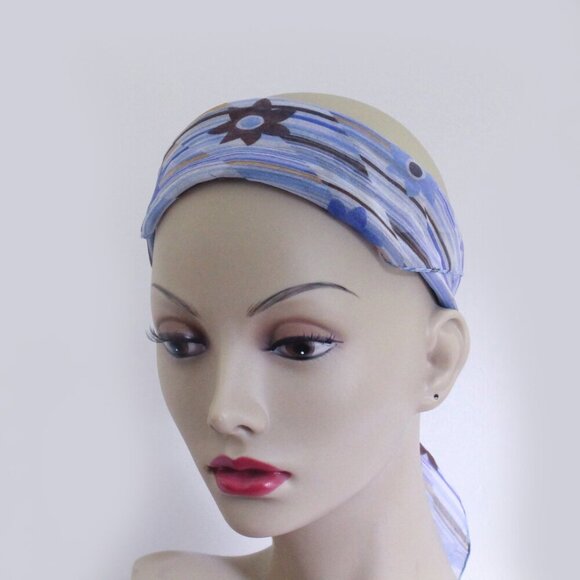 Vintage Floral Scarf, Purple Periwinkle Blue and Brown, Small Square Sca… - Picture 4 of 7